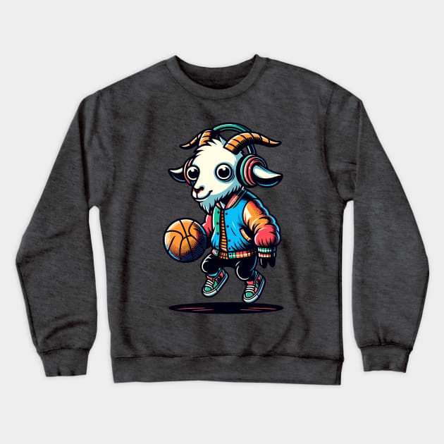 fun goat basketball Crewneck Sweatshirt by TimeWarpWildlife